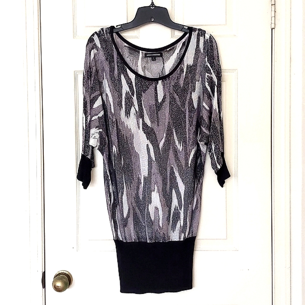 NWT. Express Rayon blend long/loose fit sweater w/multi color pattern&sparkling.